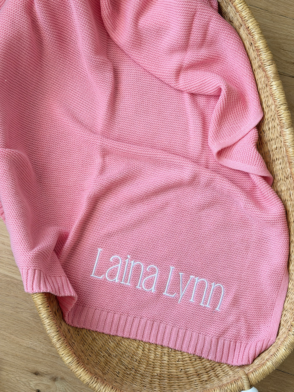 Embroidered Baby Blanket: Custom Cotton Knit, Newborn Gift