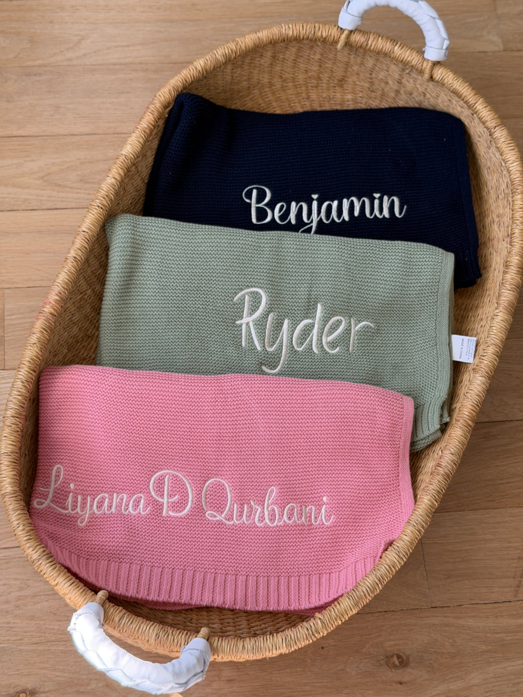 Embroidered Baby Blanket: Custom Cotton Knit, Newborn Gift