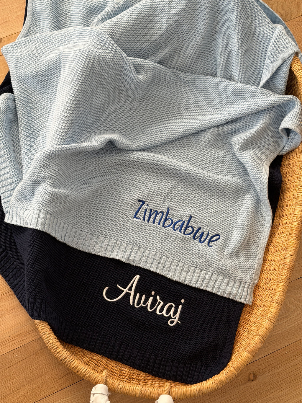 Embroidered Baby Blanket: Custom Cotton Knit, Newborn Gift