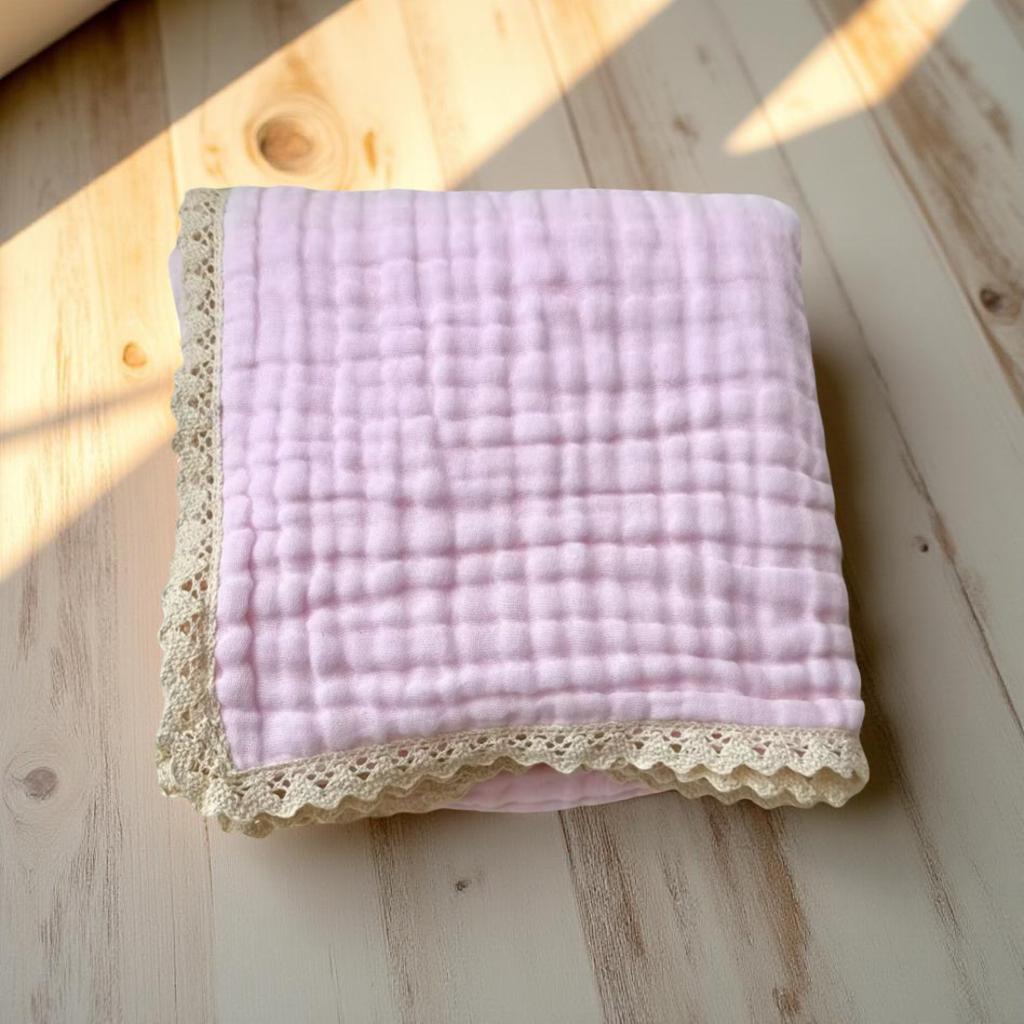 Personalized Organic Muslin Baby Blanket, Embroidered Name Swaddle