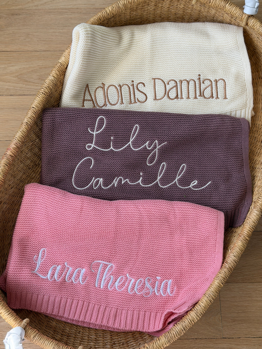 Embroidered Baby Blanket: Custom Cotton Knit, Newborn Gift