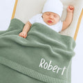 Embroidered Baby Blanket: Custom Cotton Knit, Newborn Gift