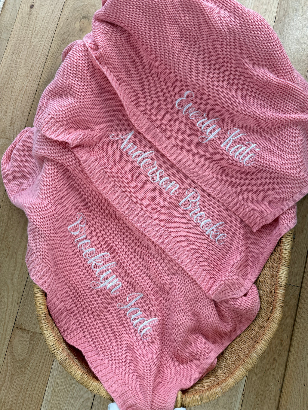 Embroidered Baby Blanket: Custom Cotton Knit, Newborn Gift