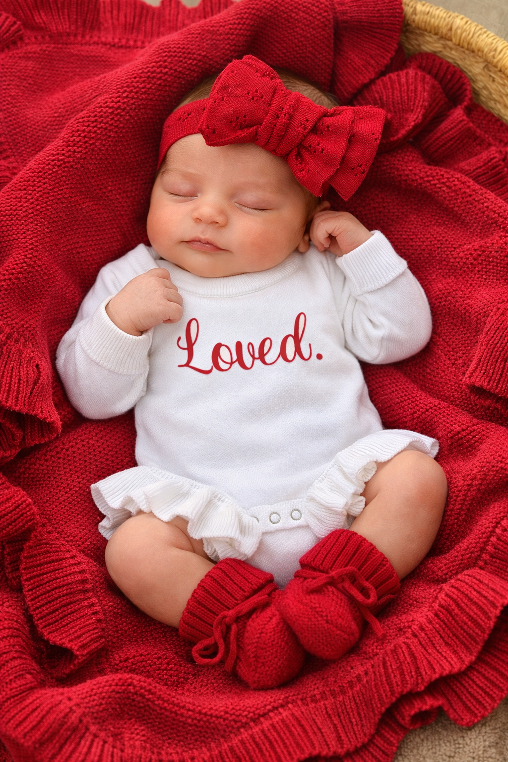 Personalized Baby Girl Knit Romper-Baby Girl First Valentine