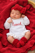 Personalized Baby Girl Knit Romper-Baby Girl First Valentine