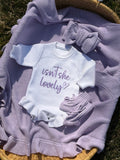 Newborn GirI isn't She Lovely Embroidered baby romper bow knit ruffle announcement Set