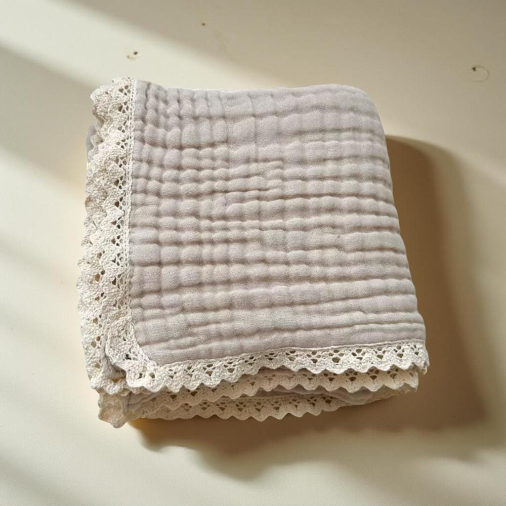Personalized Organic Muslin Baby Blanket, Embroidered Name Swaddle
