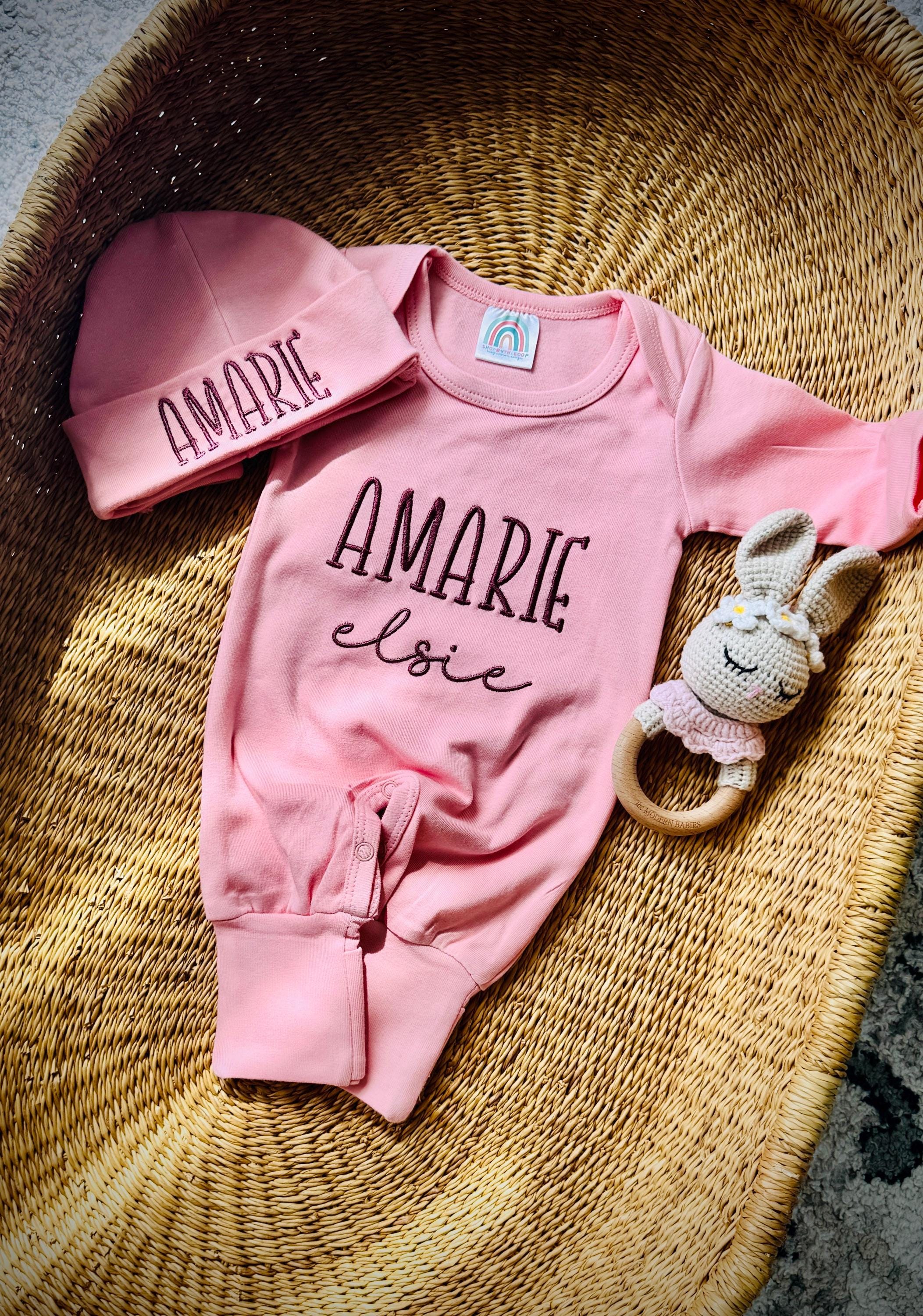 Custom Embroidered Baby Romper Outfit- Newborn Coming Home.